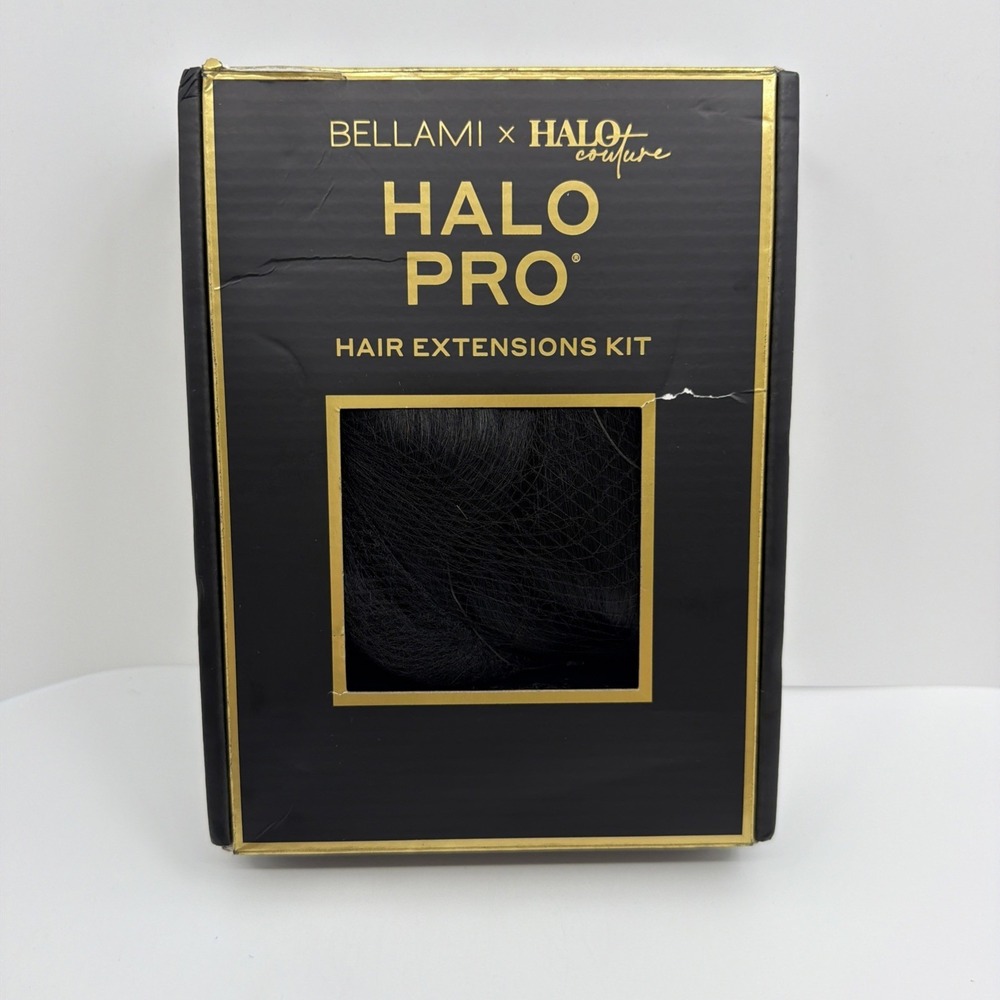 Bellami Halo Pro Hair Extension 20" Jet Black #1 Open Box Styled Once Remy Hair